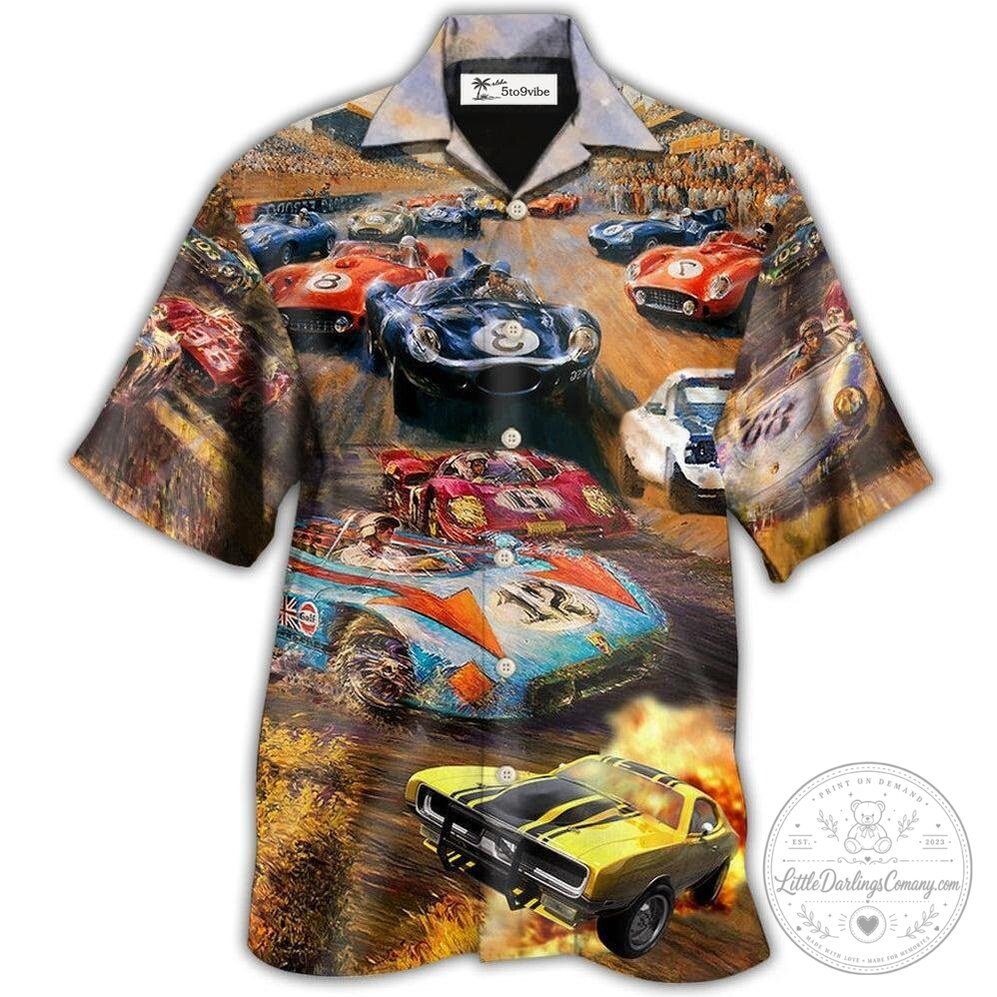 Vintage Grand Prix Race Car Hawaiian Shirt for Motorsport Enthusiasts