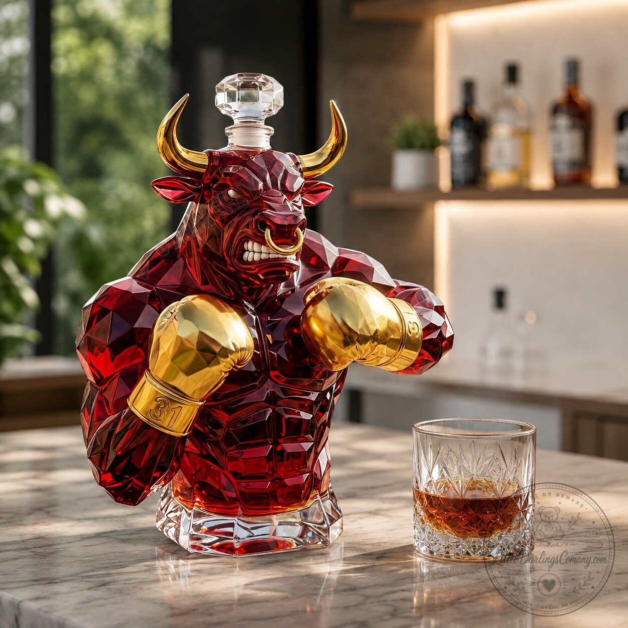 Luxury Clear Crystal Boxing Bull Whiskey Decanter