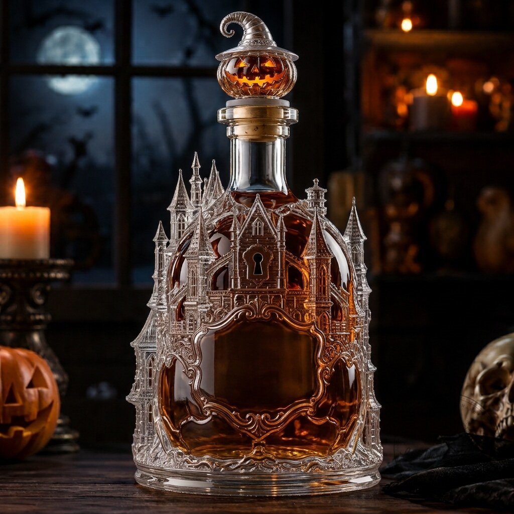 Halloween Haunted Castle Skull Whiskey Decanter 8 Halloween Haunted Castle Skull Whiskey Decanter