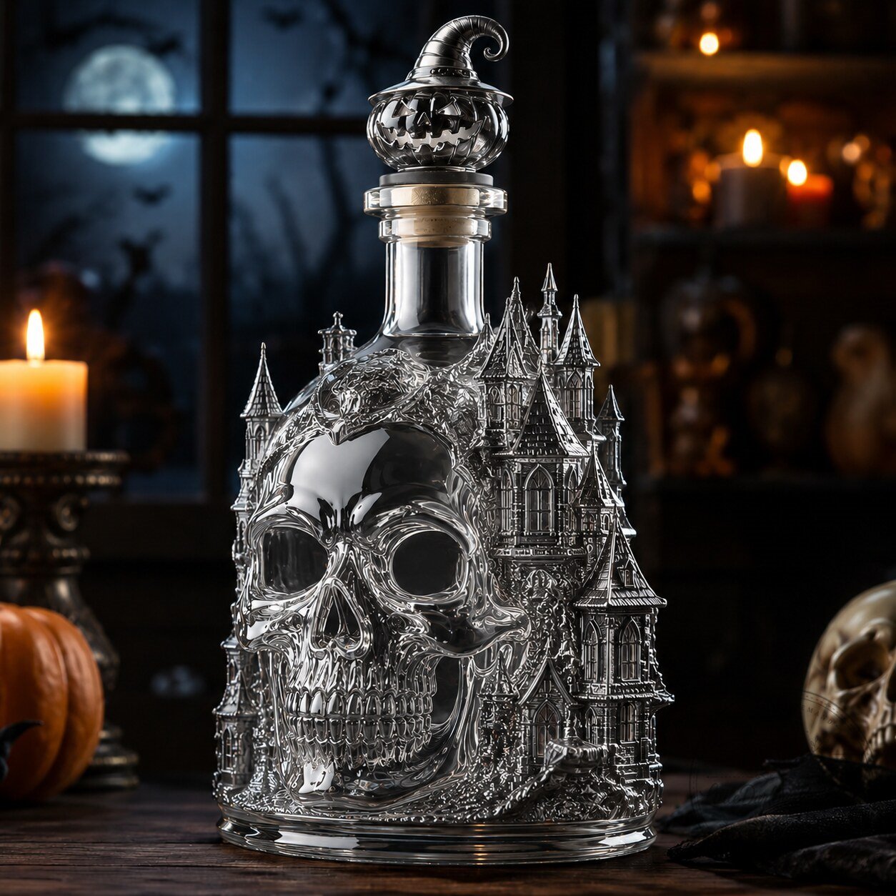 Halloween Haunted Castle Skull Whiskey Decanter 9 Halloween Haunted Castle Skull Whiskey Decanter