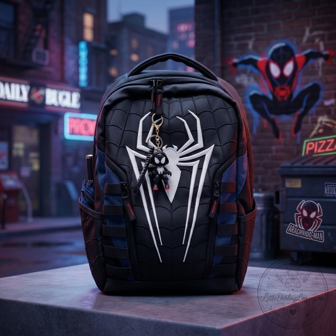 "Top 5 Trendy Merchandise: Hoodies, Keychains, and Backpacks Unveiled" 6 SpiderMan Black Symbiote Backpack – Marvel Spider Suit Cosplay Daypack
