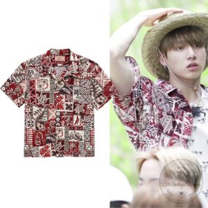 BTS Jungkook Hawaii Fashion - Red Aloha Shirt